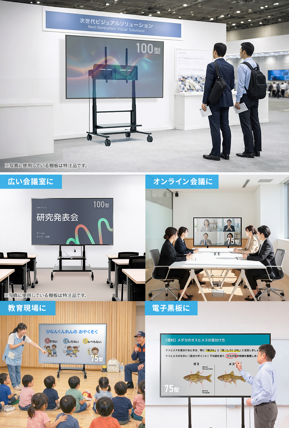 60～100型の大型テレビに対応