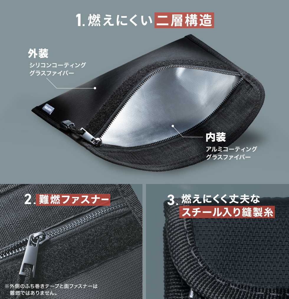 内側も外側も燃えにくい設計