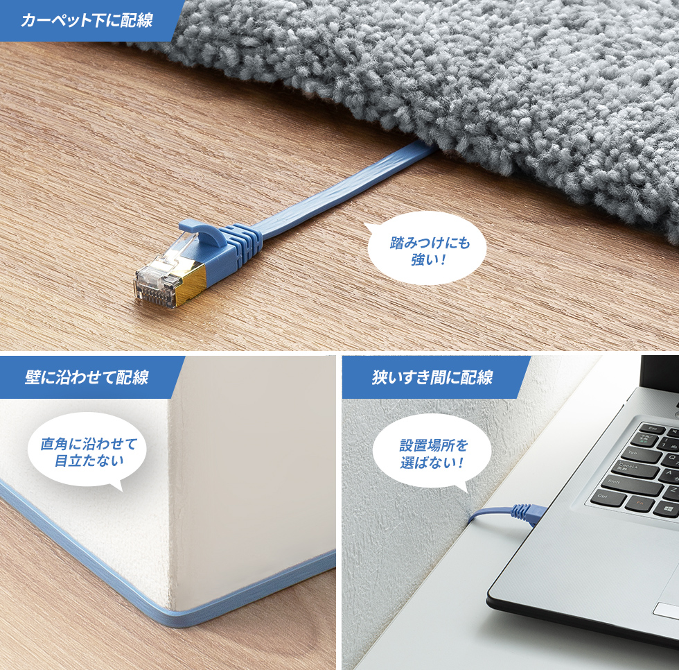 取り回ししやすい薄型フラット形状