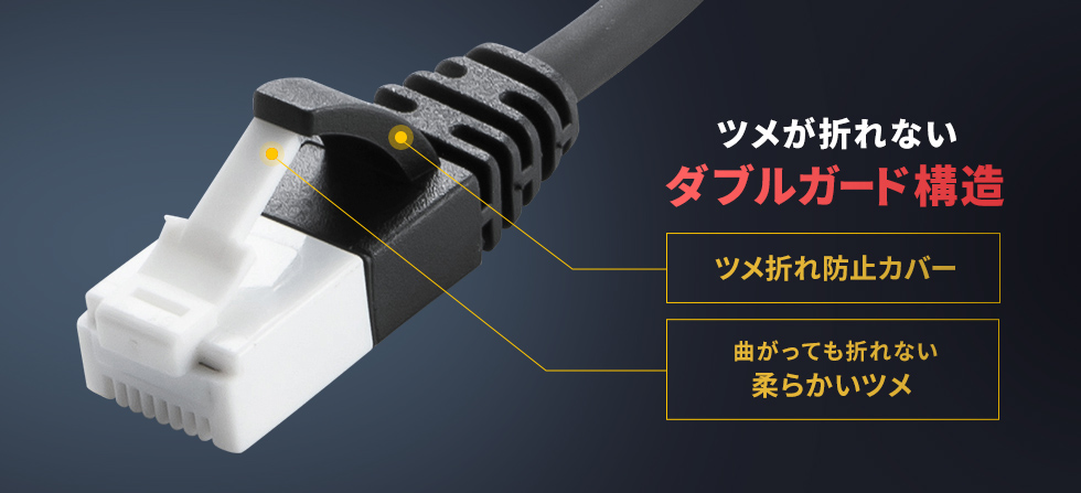 屈曲性能に優れた柔らかいツメ＋ツメ折れ防止カバー