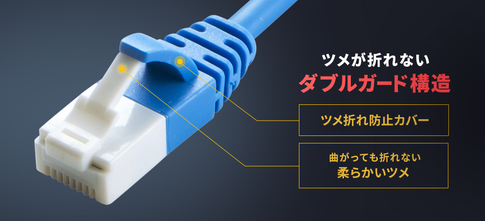 屈曲性能に優れた柔らかいツメ＋ツメ折れ防止カバー