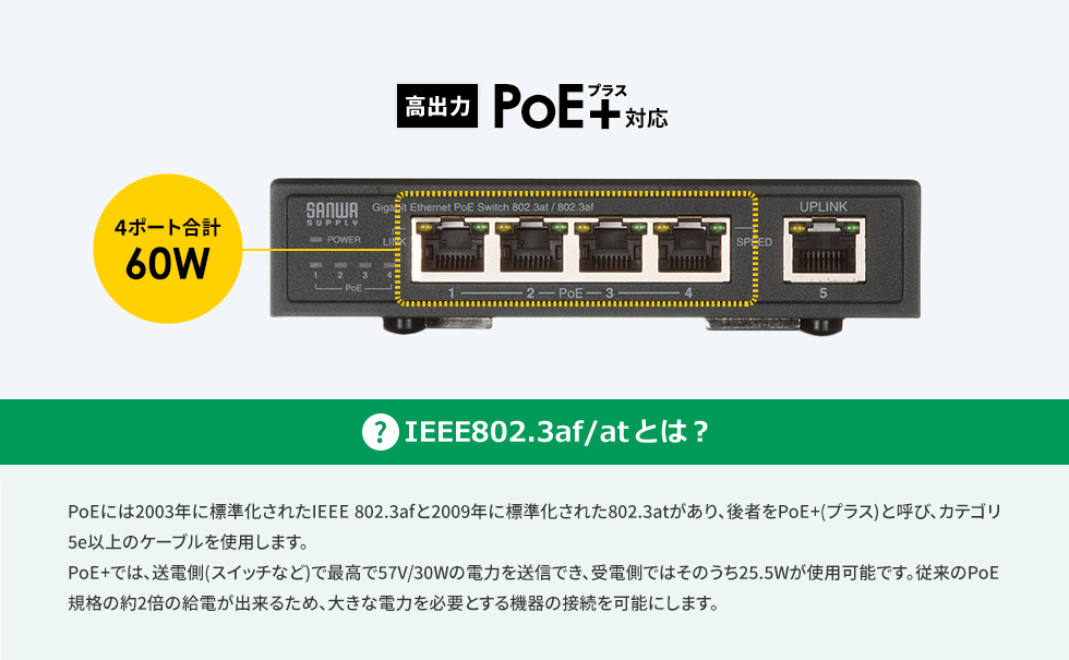 PoE+対応