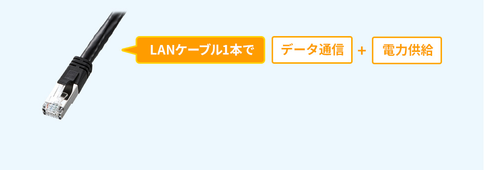 LANケーブル1本で データ通信+電力供給