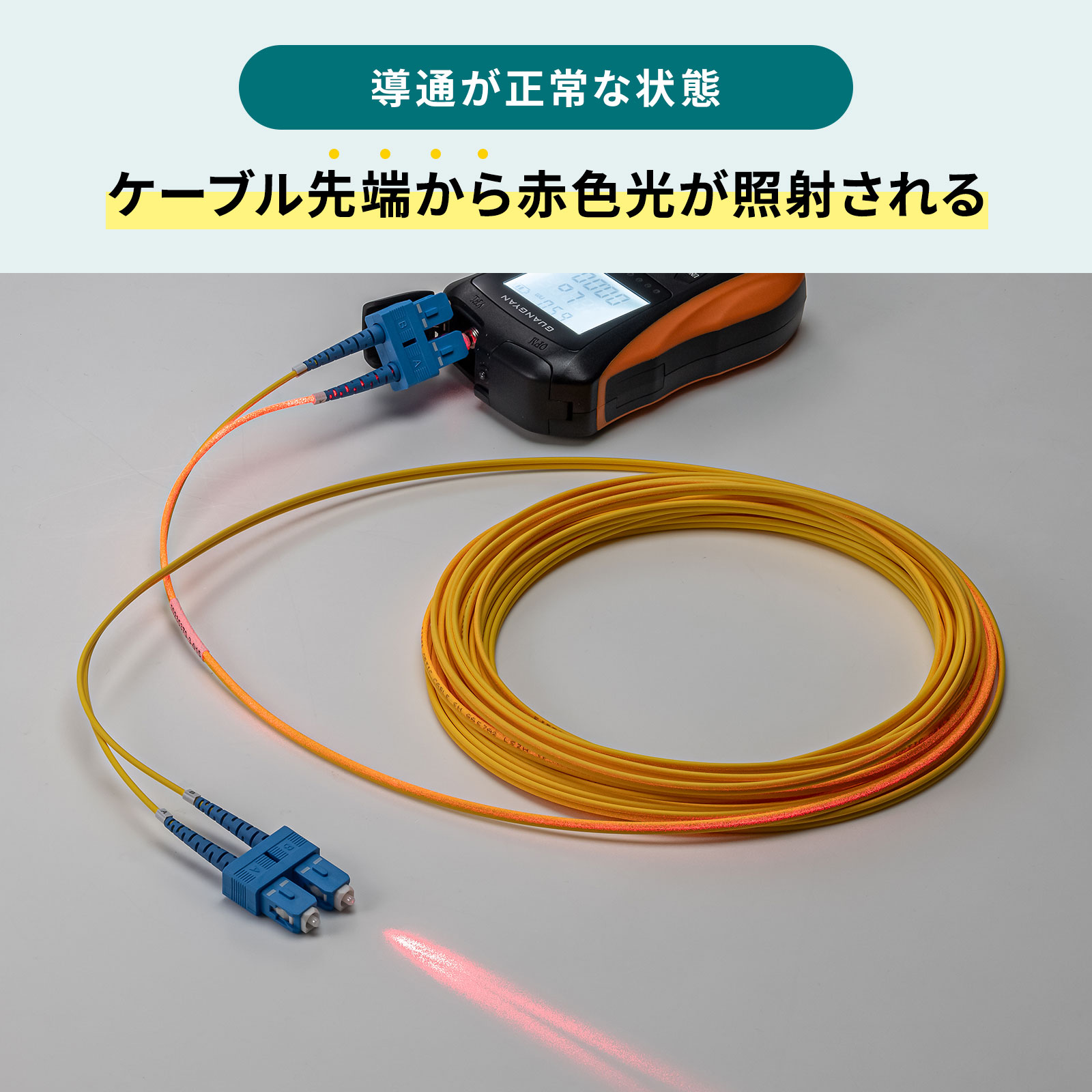 光ファイバチェッカー機能（導通が正常な場合）