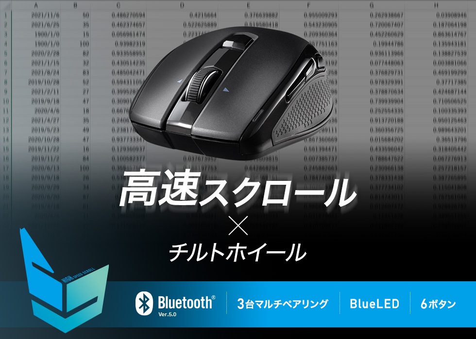 MA-BBHT616BK【Bluetooth高速スクロールマウス（チルトホイール・6 