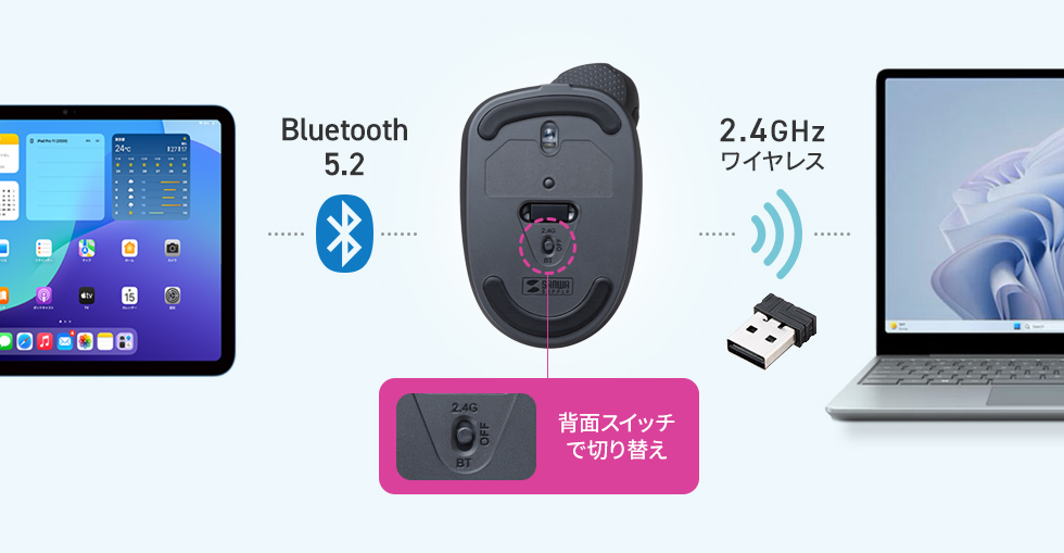Bluetooth・2.4GHzワイヤレスの選べる2つの接続方法