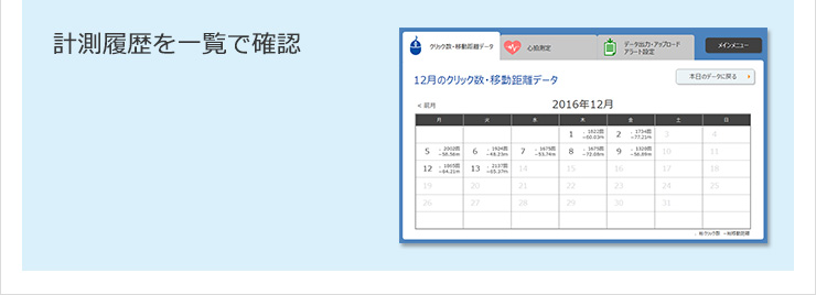 計測履歴を一覧で確認