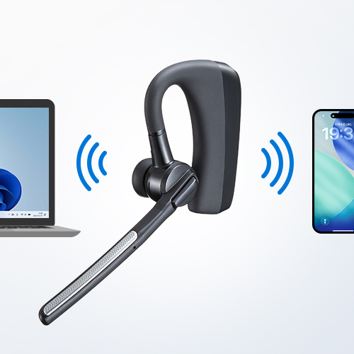 MM-BTMH74BK【Bluetoothヘッドセット（充電ケース付き・デュアルマイク