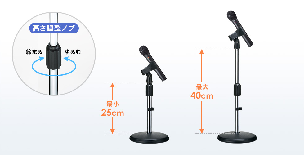 使いやすい高さに調節できる