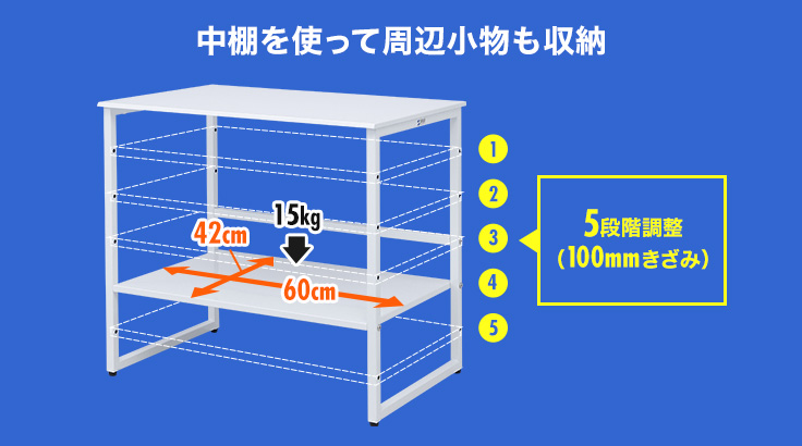 中棚を使って周辺小物も収納