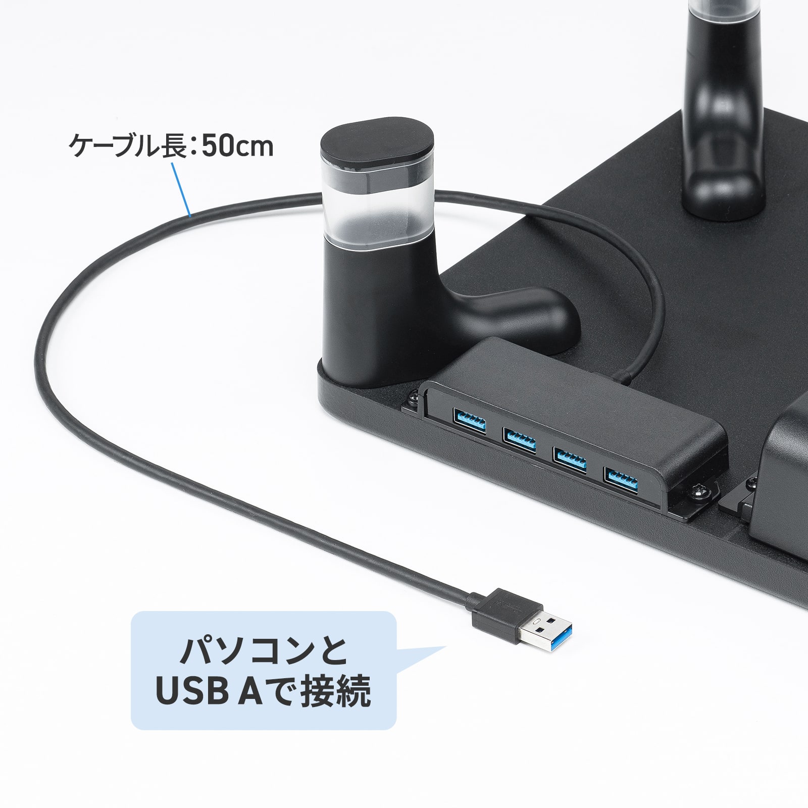 パソコンとUSB Aで接続