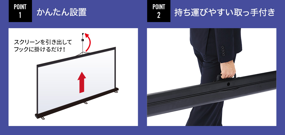 PRS-Y80HD【プロジェクタースクリーン（床置き式）】床置き自立式で