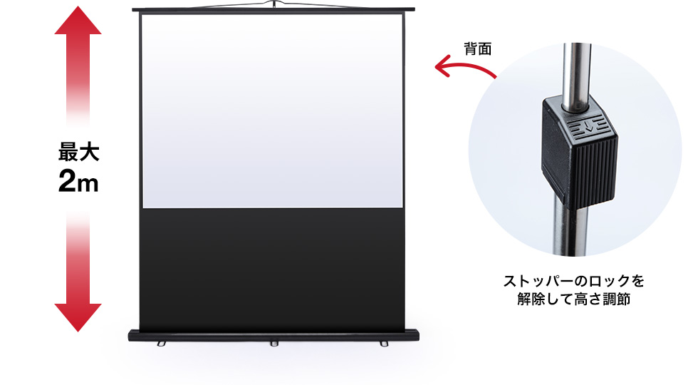 PRS-Y80K【プロジェクタースクリーン（床置き式）】床置き自立式の
