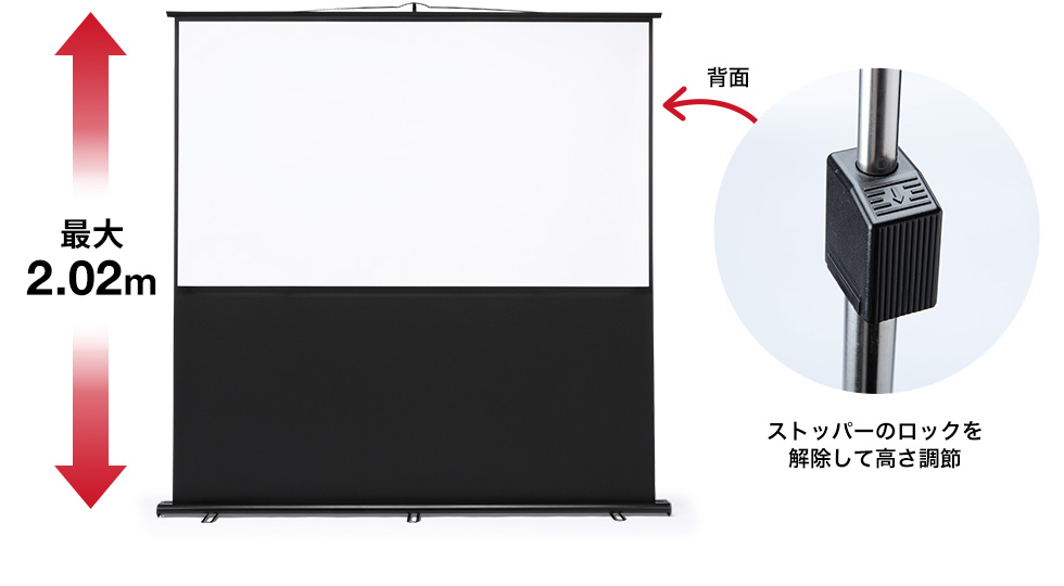 PRS-Y90HD【プロジェクタースクリーン（床置き式）】床置き自立式で