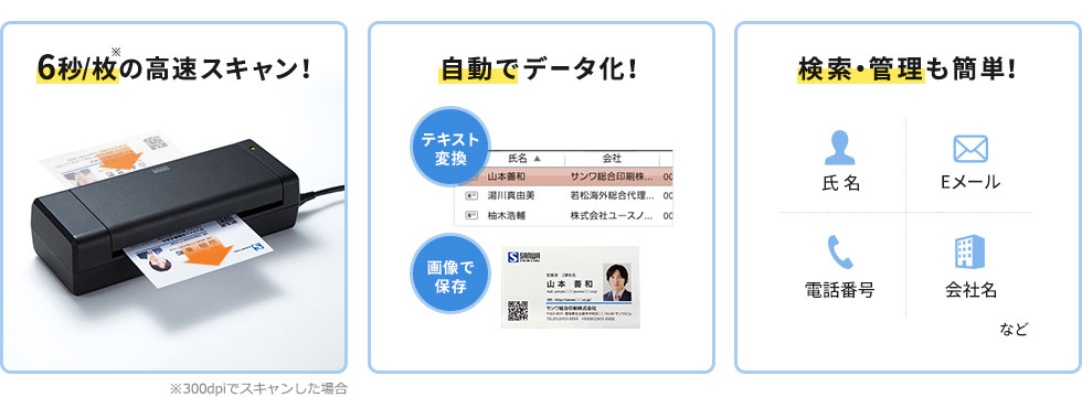 一 番 安い もの 【送料無料】サンワサプライ PSC-15UB 名刺スキャナ（両面スキャン対応）【在庫目安:お取り寄せ】 スキャナ 