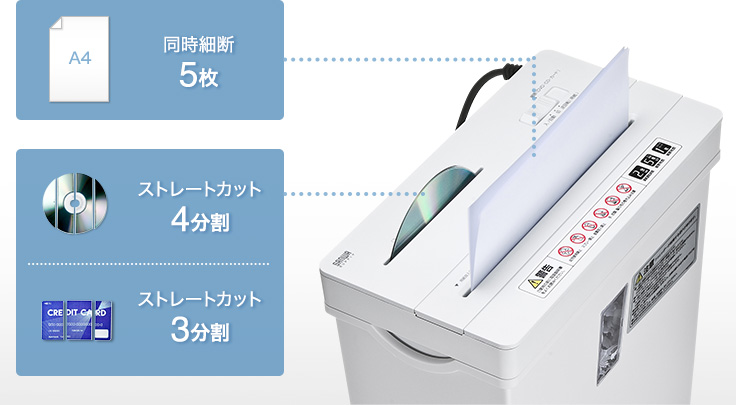 同時細断5枚、ストレートカット4分割、ストレートカット3分割