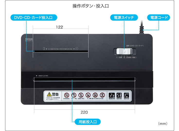 操作ボタン・投入口