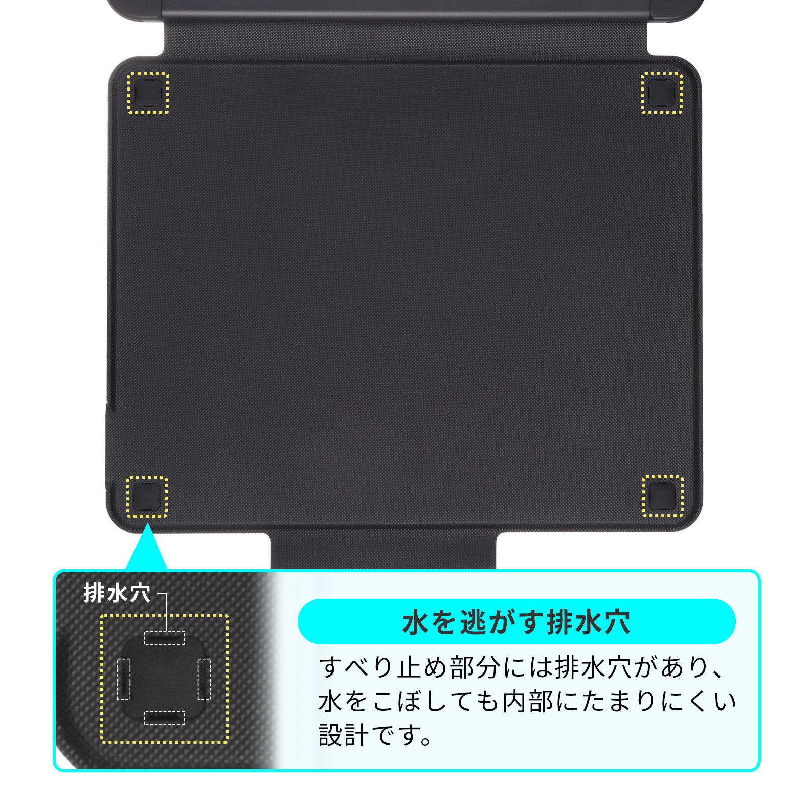 机の上でずれにくい、すべり止め加工