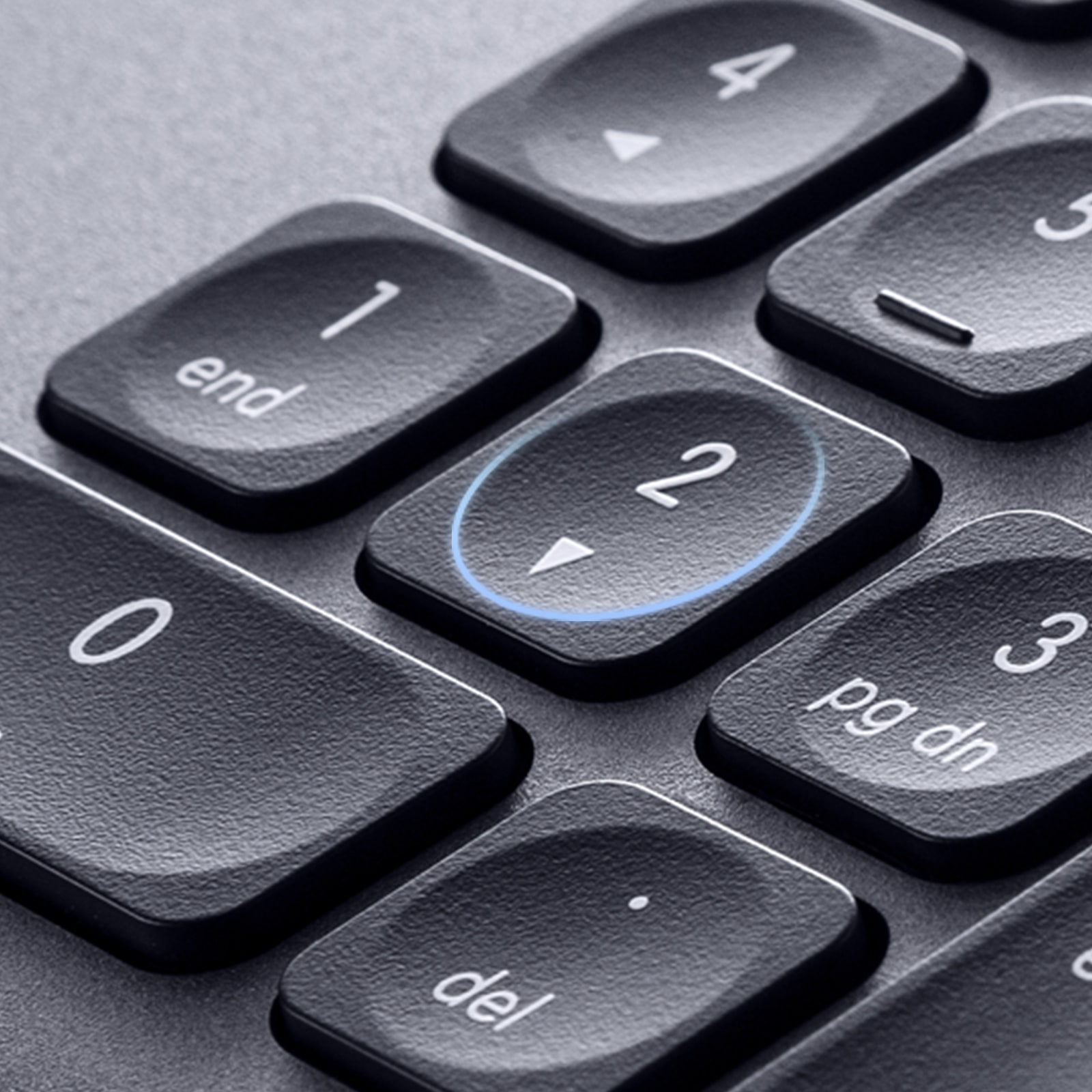 窪みのあるキーのアップ