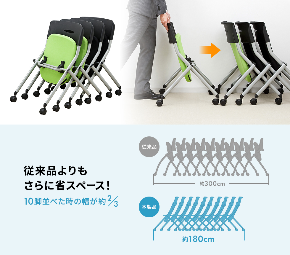 SNC-ST6BK【ミーティングチェア(ブラック)】収納可能な SNC-ST6BK【ミーティングチェア(ブラック)】収納可能な
