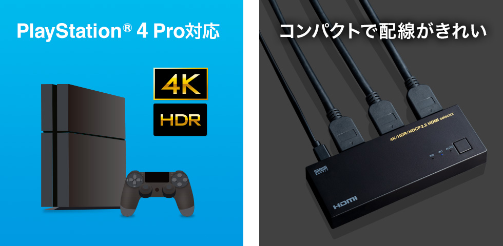 PlayStation 4 Pro対応 コンパクトで配線がきれい