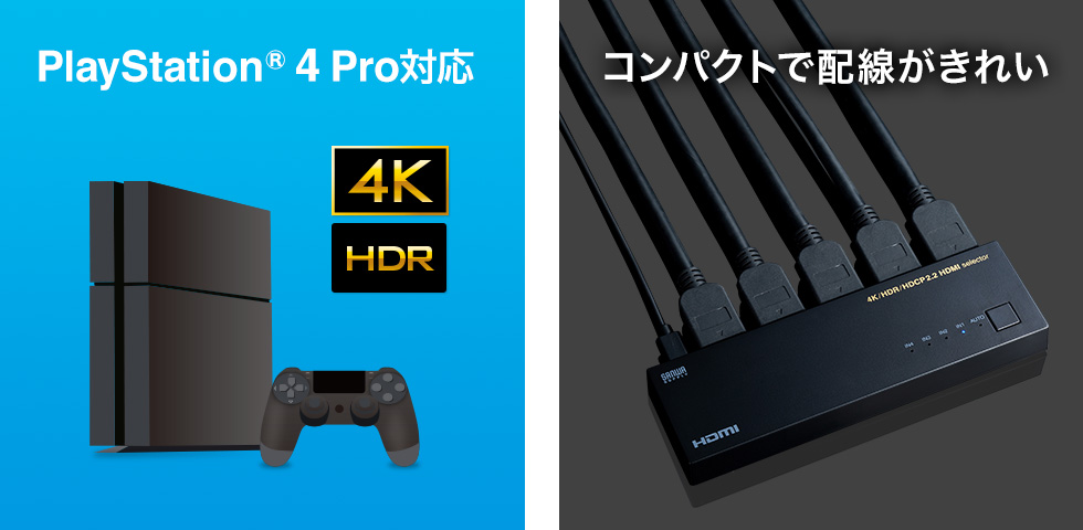 PlayStation 4 Pro対応 コンパクトで配線がきれい