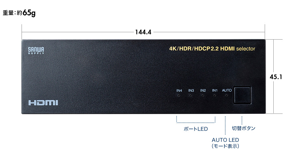 SW-HDR41LN【4K・HDR・HDCP2.2対応HDMI切替器（4入力・1出力）】4K