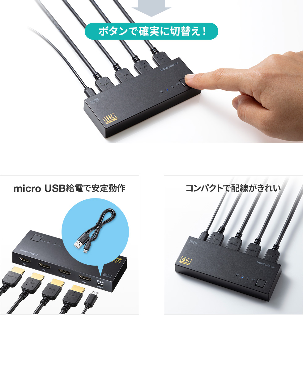 micro USB給電で安定動作 コンパクトで配線がきれい