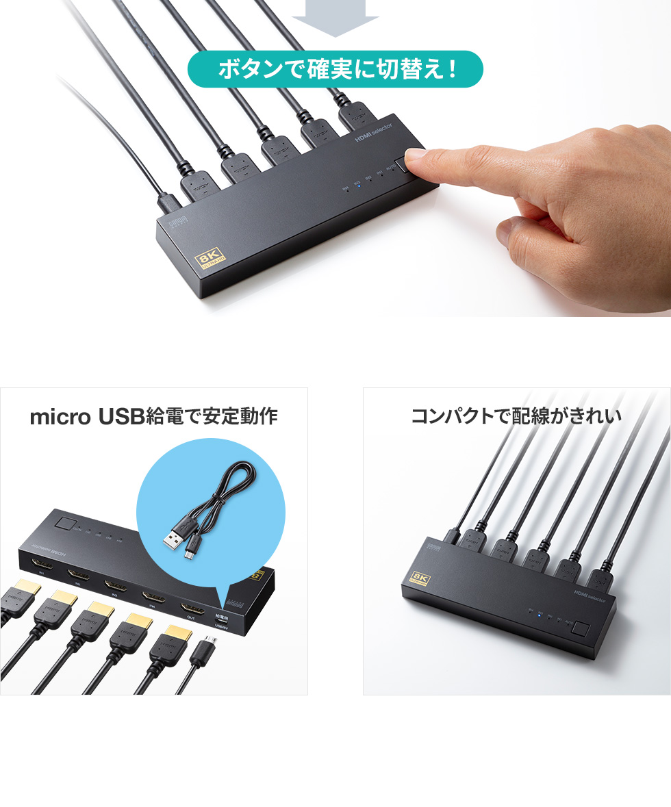 micro USB給電で安定動作 コンパクトで配線がきれい