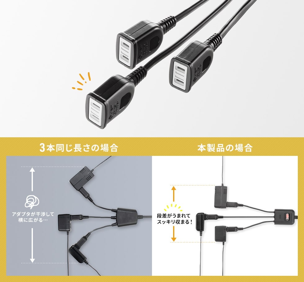 ACアダプタがタイトにまとまる