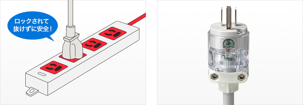 TAP-HPM4-1R【医用接地プラグ付き電源タップ（3P・4個口・レッド・1m