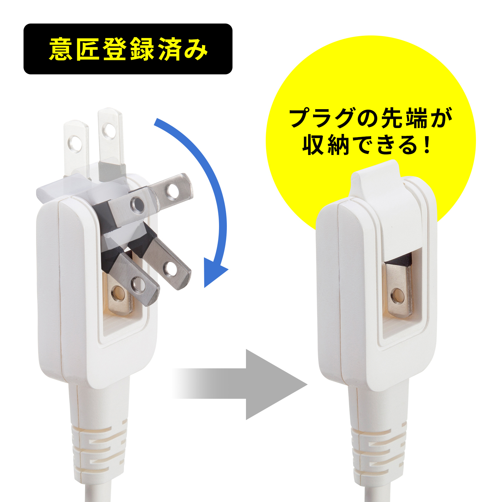 折りたためるスイングプラグ採用