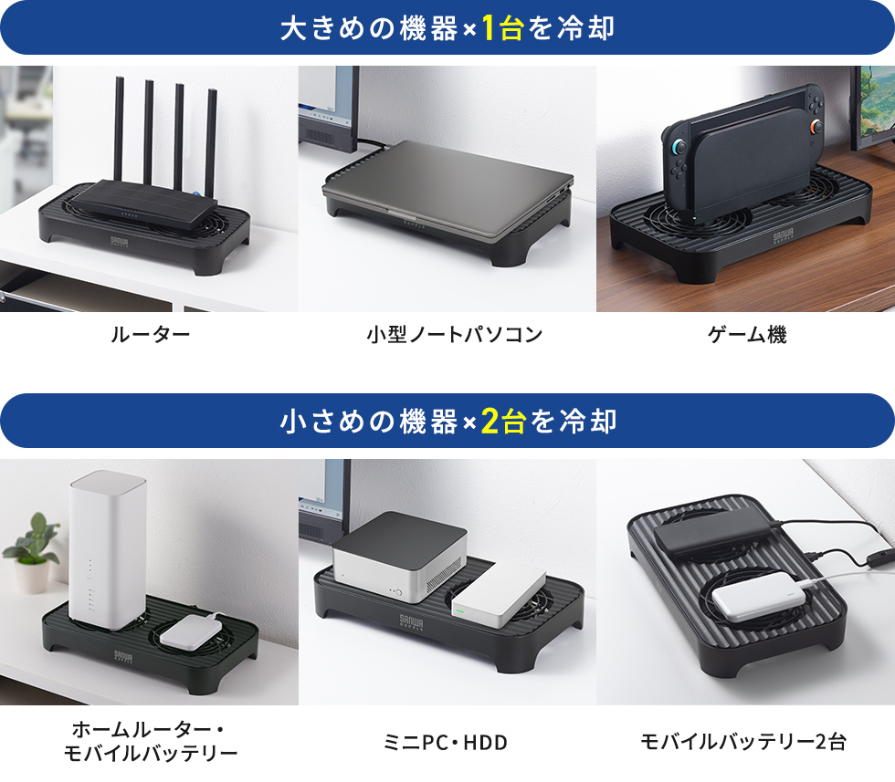 2個の大型ファンで熱溜まりを防止