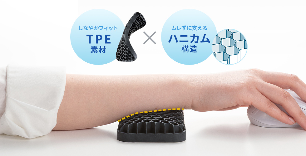 手首にフィットするしなやかな素材