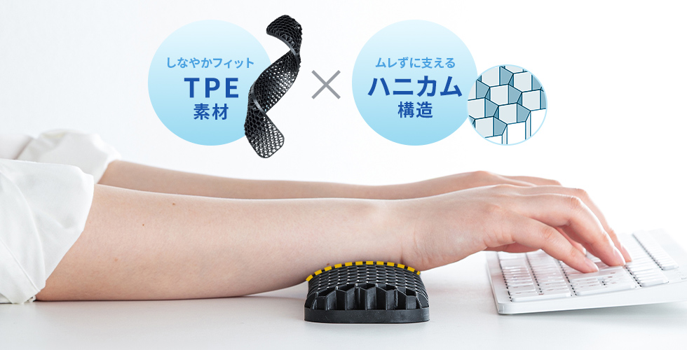 手首にフィットするしなやかな素材