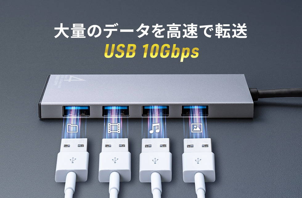 大量のデータを高速で転送 USB 10Gbps