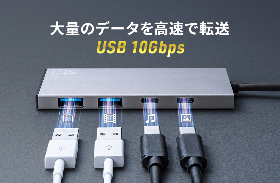 大量のデータを高速で転送 USB 10Gbps