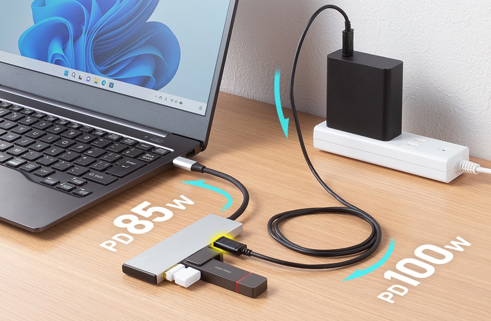急速充電対応のUSB PDポート搭載