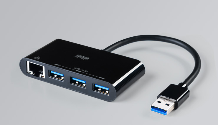 USB-3H301BK【有線LANアダプタ付きUSB3.0ハブ（ブラック）】USBポート