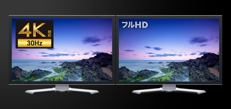 2画面出力時は最大4K＋最大フルHD解像度の映像出力に対応