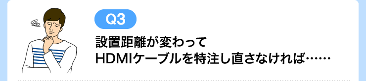 設置距離が変わってHDMIケーブルを特注し直さなければ