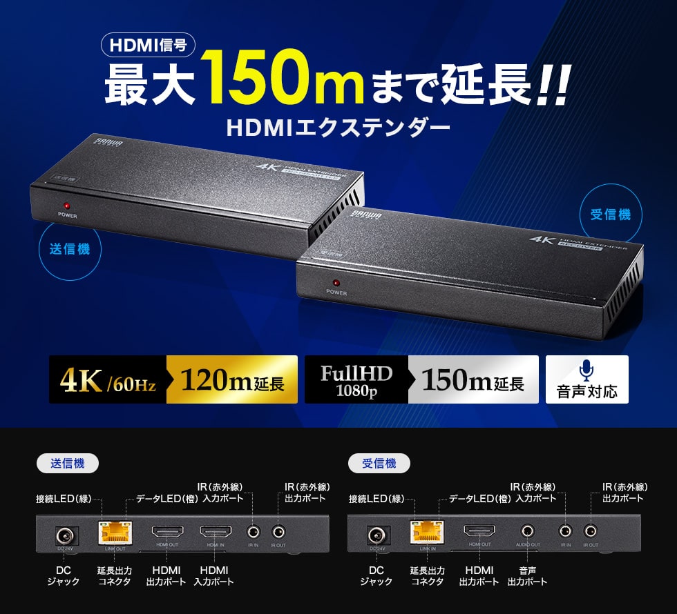 HDMI信号 最大150mまで延長 !! HDMIエクステンダー