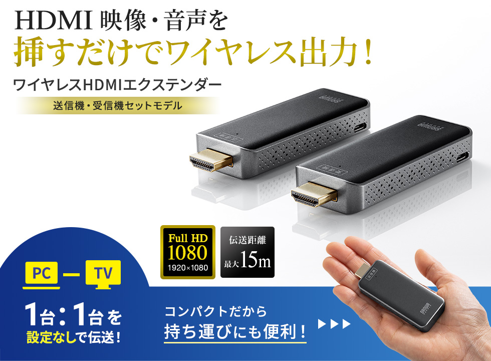 HDMI映像・音声を挿すだけでワイヤレス出力！