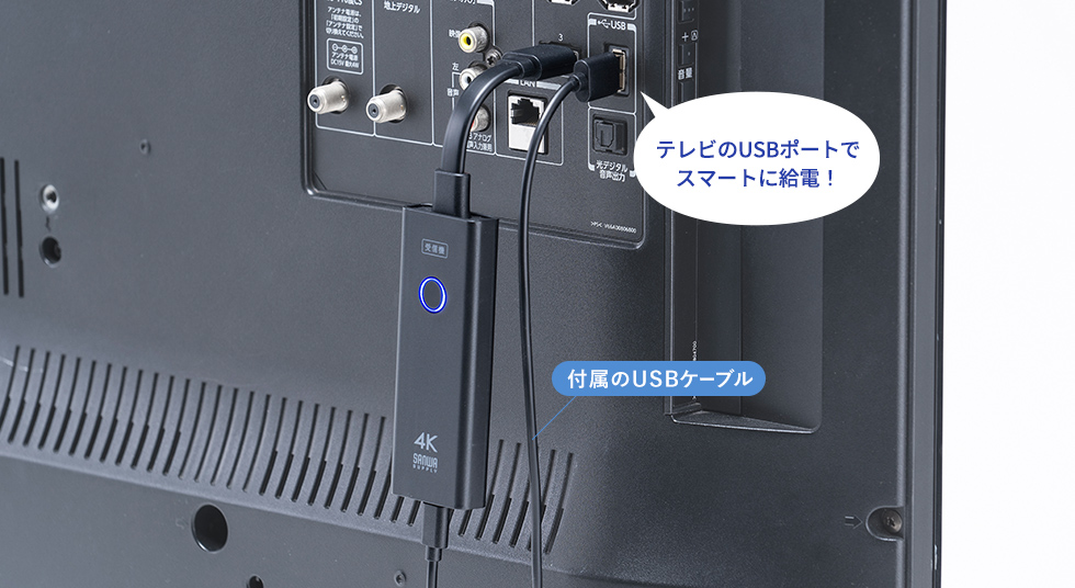 テレビのUSBポートでスマートに給電