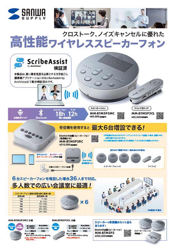 クロストーク、ノイズキャンセルに優れた高性能ワイヤレススピーカーフォン