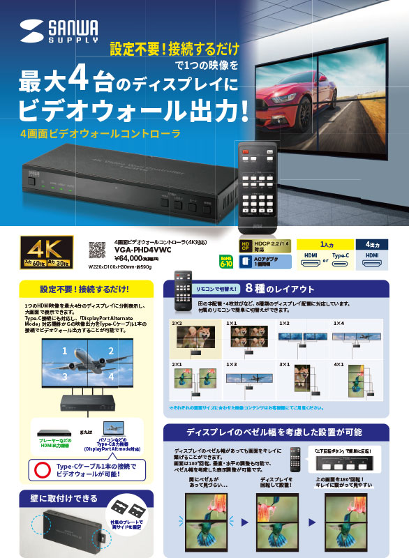 4画面ビデオウォールコントローラ