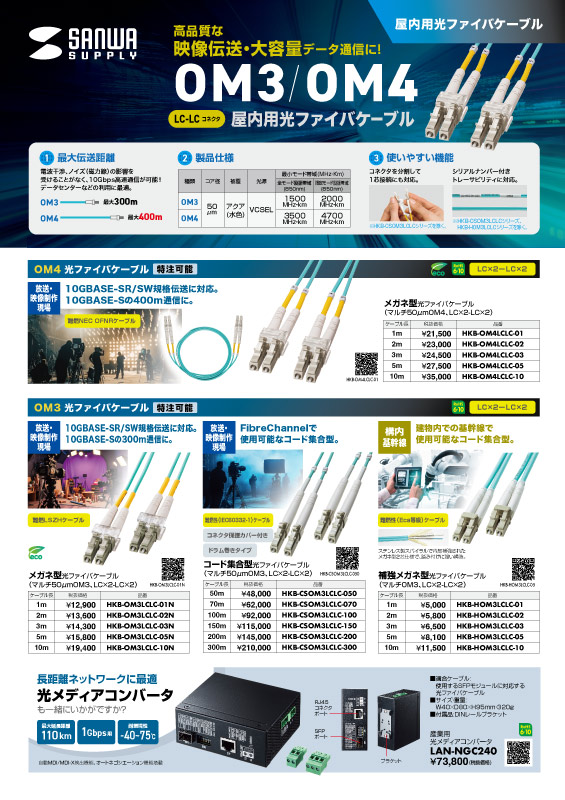 OM3/OM4屋内用光ファイバケーブルチラシ_InterBEE2025