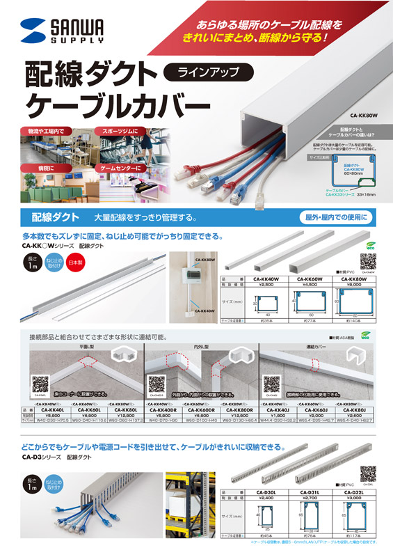 配線ダクト・ケーブルカバーラインアップ